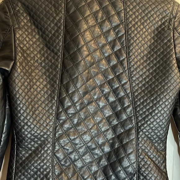 ❤️Therapy quilted faux leather jacket women’s S black cropped moto - Picture 9 of 13